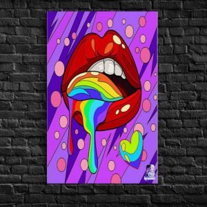 Szivárványos Ajkak Pop Art Alumínium Kép